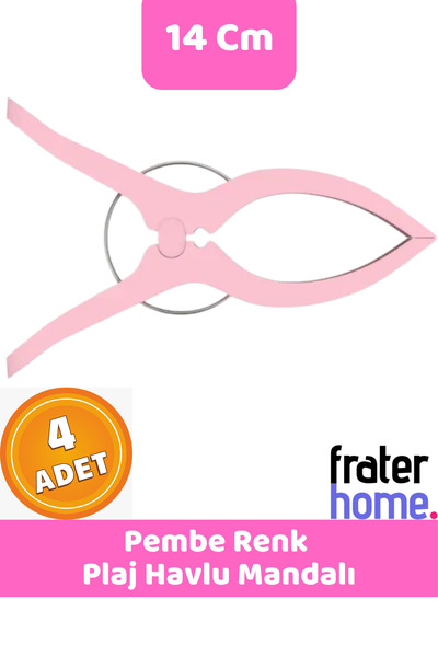 Frater Home Pembe 4'lü Plaj Havlusu Şezlong Sabitleyici Halı Asma Mandalı Hav...