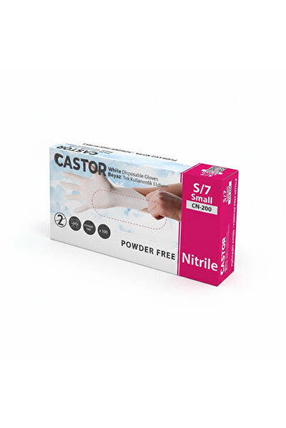 Castor CN-200 BEYAZ TEK KULLANIMLIK NİTRİL ELDİVEN ( 100 ADET )