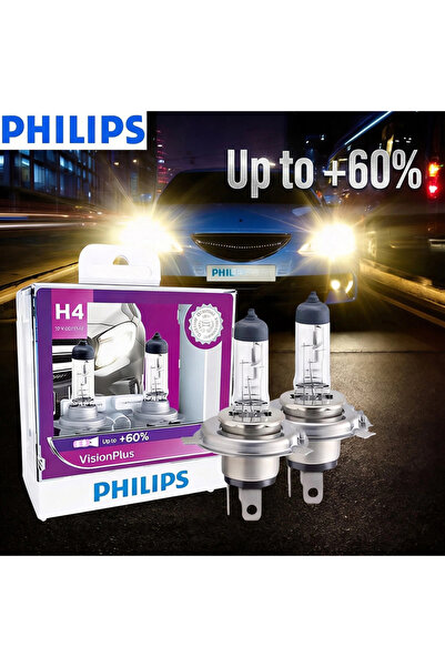 Choice Philips H4 2 Lamps Philips H4 12V 60/55W P43t VisionPlus 3250K Bright ...