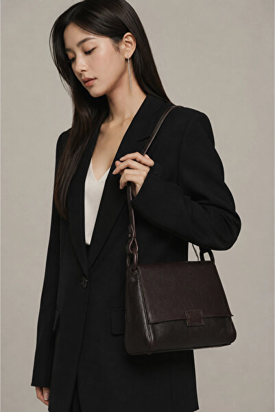 Bueno Shoes Brown Dark Npl Leather Women's Crossbody Bag