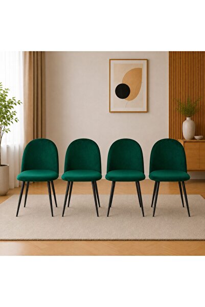 Artool Set 4 scaune bucatarie/living, Artool, Bello, catifea verde, picioare ...