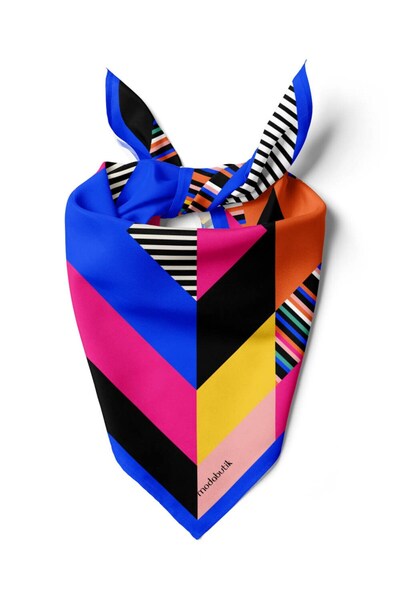Modabutik B4 Violla Geometrik Desenli Bandana
