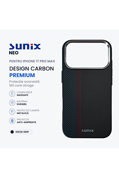 Sunix Husa Neo pentru iPhone 17 Pro Max, Compatibila MagSafe, Design Carbon P...