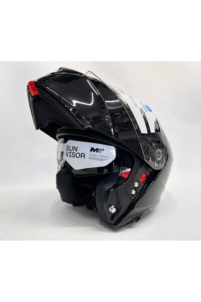 MT Kask Fu935sv Genesis Sv Solid A1 Çene Açılır Kask Parlak Siyah