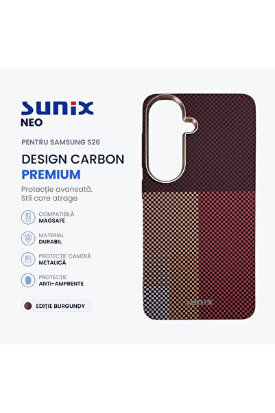 Sunix Husa Neo pentru Samsung S25 S931, Compatibila MagSafe, Design Carbon Pr...