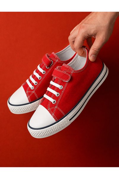 Rexba Red Velcro Casual Sneaker Shoes Comfortable Lightweight Sports Linen Shoes