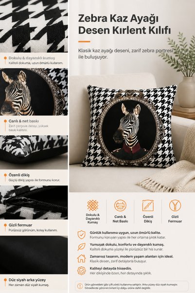 KIRLENT EV Zebra Goose Feet Pattern Throw Pillow Cover