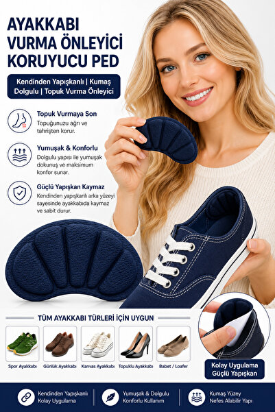 Spor Ayakkabı Ortopedik Topuk Yaması, Kendinden Yapışkanlı Ayakkabı Vurma Önleyici Ped  LACİVERT
