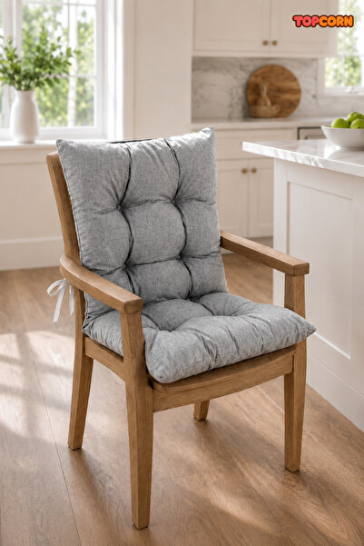TOPCORN Sandalye Minderi Arkalıklı 50x90 Yumuşak Dolgulu Balkon Bahçe Mutfak