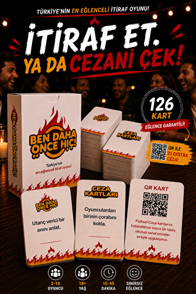 ben daha önce hiç Eğlenceli Grup Arkadaş Aile Yetişkin Ceza Kutu Oyunu Parti ...
