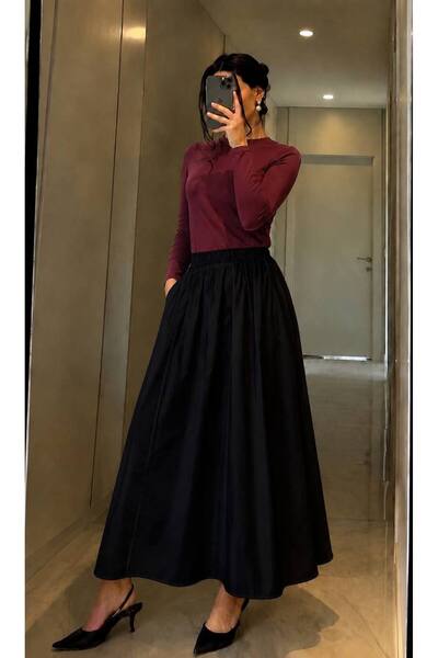 La MatildaLingerie Fusta premium din poplin cu buzunar elastic în talie