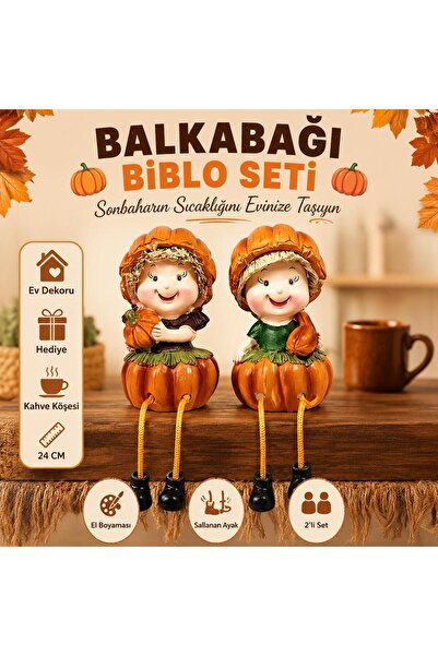 e-life shop Ayakları Sallanan Balkabağı Kafalar Biblo Dekoratif Obje Hediye Ü...