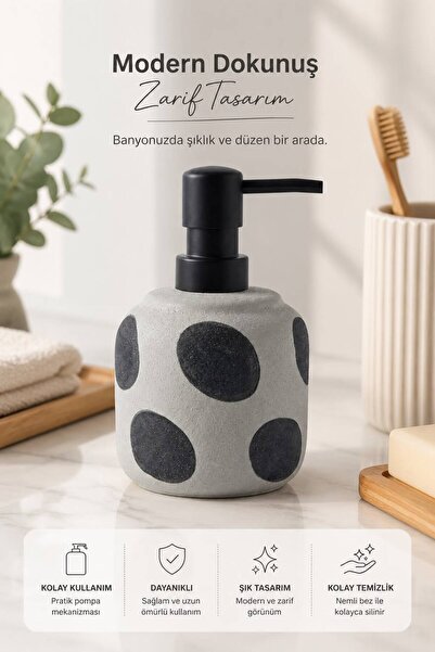 MODERN SERAMİK SIVI SABUNLUK SİYAH POMPA MUTFAK VE BANYO DEKORATİF SABUNLUK