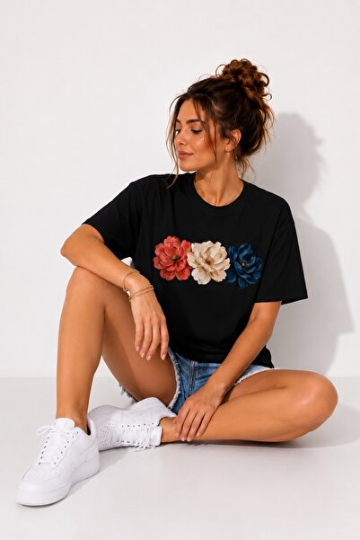 OWNME Unisex colorful flower printed bicycle collar t-shirt