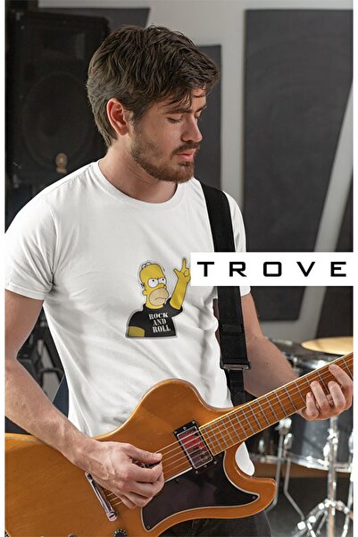 TROVE Unisex Γυναικεία Ανδρικά Rock And Roll Homer Simpson Fox 100% βαμβακερό...