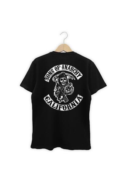 nrage Unisex Siyah Samcro Sons Of Anarchy Sırt Baskılı Tişört