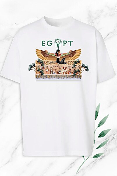 perseusshopping Μπλουζάκι Unisex Λευκό Oversize με στάμπα Αρχαίας Αιγύπτου κα...