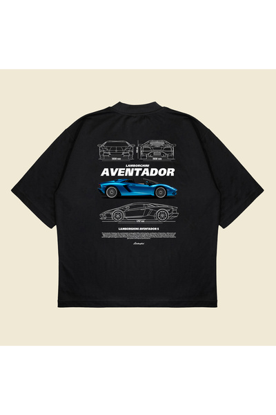 Tarzsokak Lamborghini Aventador Štampano Oversize kroj Unisex Pamuk lu Prozra...