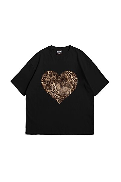 Tarzsokak Srce Sa leopard printom 24/1 Oversize kroj Unisex crno