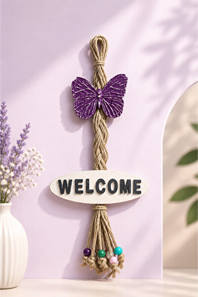 Uğur Kelebek Dekoratif Welcome Kapı Duvar Süsü