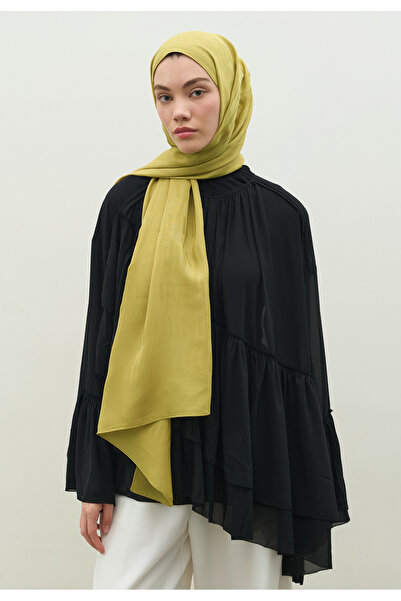 Freshscarfs Nara Pamuk Floş Jakarlı Şal Tatlı Sarı
