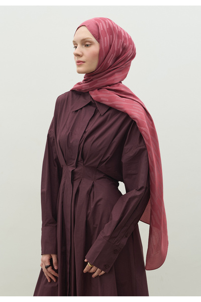 Freshscarfs Nara Pamuk Floş Jakarlı Şal Vintage Rose