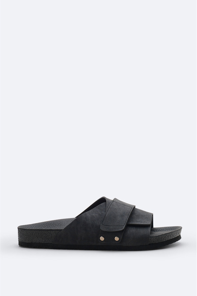 Avva Men's Black Single Strap Lightweight Comfortable Sole Sandals Slippers A...