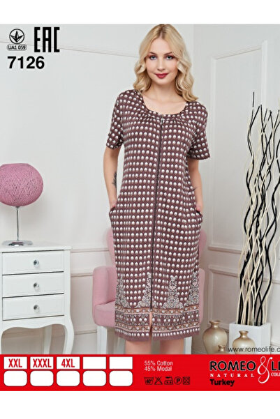ROMEO LİFE Women's Plus Size Cotton Modal Fabric Pattern Zipper Summer Dress ...
