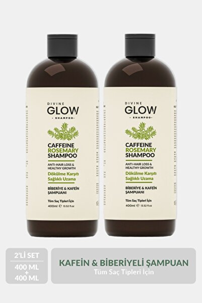 Divine Glow Biberiye ve Kafein Şampuan, Dökülme Karşıtı Sağlıklı Uzama, Kafei...