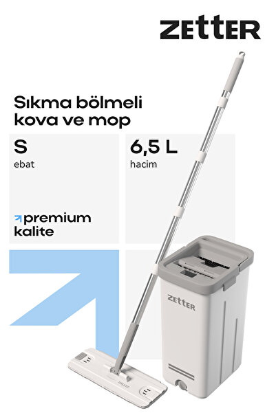 Zetter Kompakt Paspas ve Mop Temizlik Seti S – Kolay Sıkmalı, Mikrofiber Bezl...