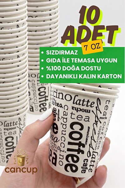 cancup karton bardak 10 Adet 7 Oz Karton Bardak Ekonomik Paket Tek Kullanımlı...