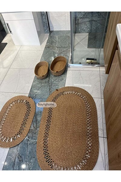 naylişhome 70x120 εκ., 40x60 εκ. Σετ μπάνιου με 2 πατάκια, 2 οβάλ καλάθια. δώ...
