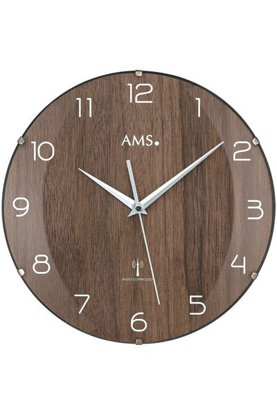 AMS Ceas de perete 5558, cuarț, maro, analogic, modern