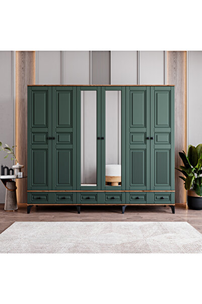 MONZIO Terra 6 Kapaklı Çekmeceli Gardırop %100 MDF