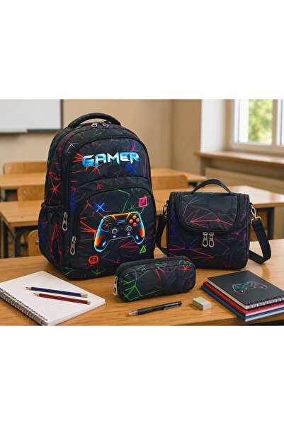 Bevitton Black Primary School Bag Set of 3 Boys' Primary School Bag with Char...