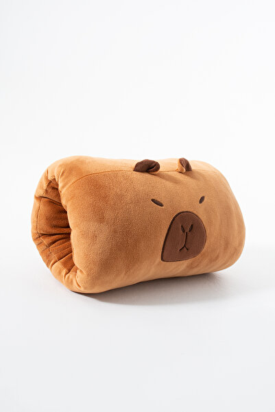 Ecrou Kapibara Kola Geçirilen Peluş Kahve Yastık 45 cm
