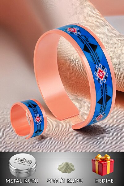 OSMANLI GÜMÜŞ Women's Copper Bracelet Ring Set - Zaira Model Special Edition ...