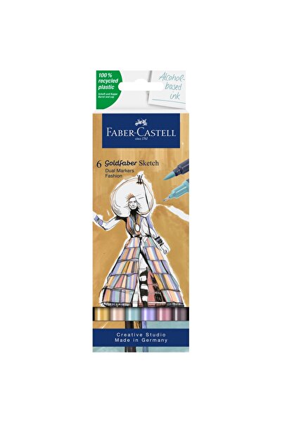 Faber Castell Goldfaber Sketch Marker Fashion 6'lı Set, Çift Fineliner Uçlu