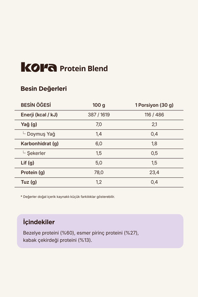 KORA Protein Blend Sade Bitkisel Protein Tozu 300 g