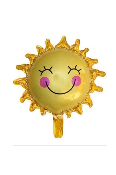 partidolu Gülümseyen Gülen Yüz Sun Güneş Şeklinde Folyo Balon 66x66 cm Sarı R...