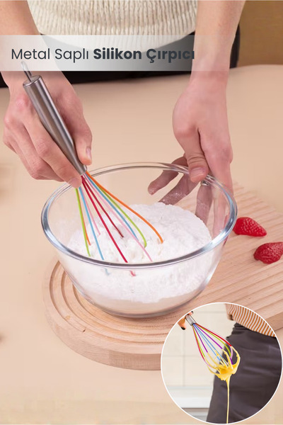 Orvila Metal Handle Silicone Beater |   Anti-Scratch Steel Mixer