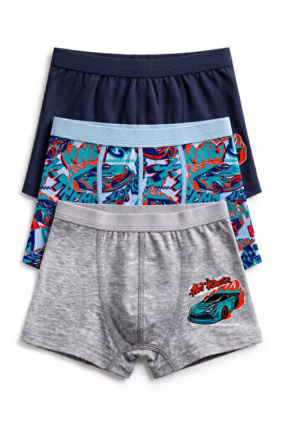 Öts Boy's 3-Piece Colorful Printed Cotton Lycra Boxer with Body-Hugging Stret...