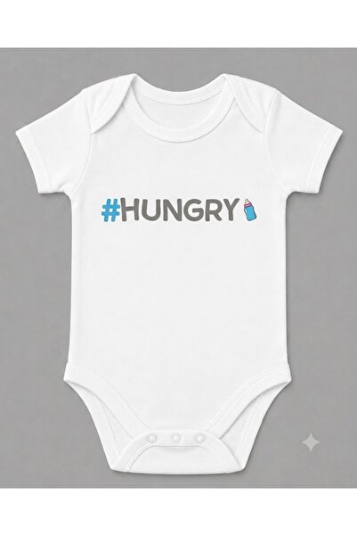 EYDUBABY Organic 100% Cotton Hungry I'M Hungry Printed Baby Bodysuit White Bo...