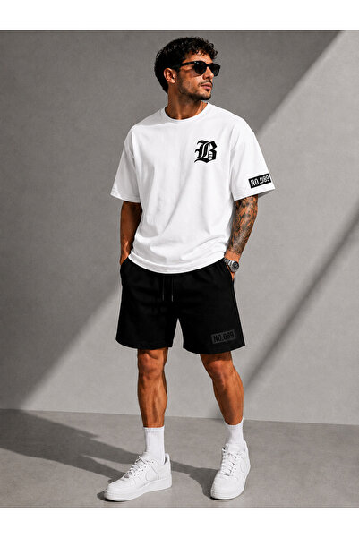 JAWÜ STYLE 089 Sleeve Print Detailed Adult Shorts Set