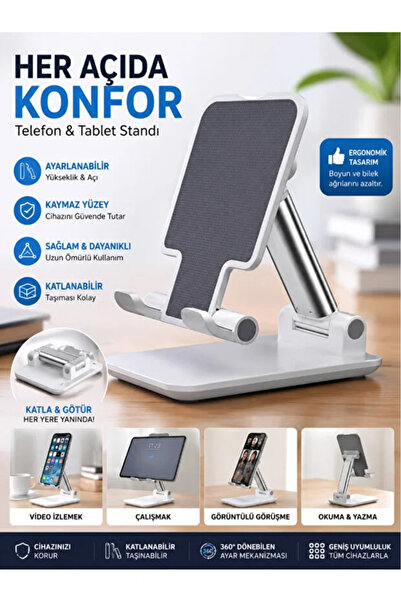 AYGÖREN HOME Profesyonel Masaüstü Tablet Ve Telefon Tutucu Stand 2 Kademeli U...