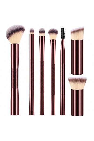Arabest 7Pcs Double Ended Makeup Brush Set, Dark Rose Gold Handles, for Face ...
