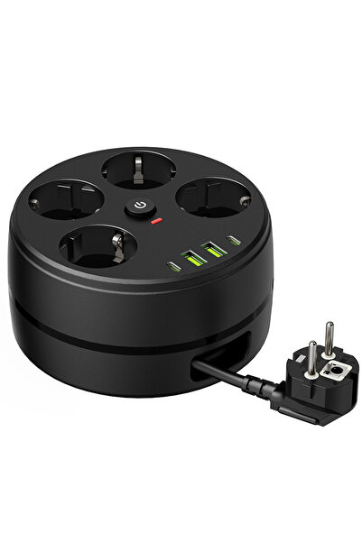 Choice EU Plug Black Power Strip Wall Socket Extender with 2 meter extension ...