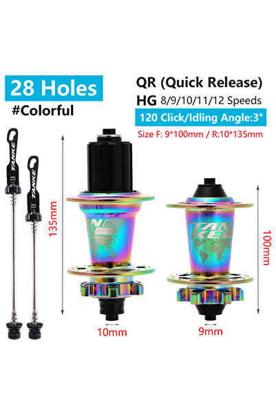 Choice 28H Colorful QR TANKE 120 Click Hub 6 Bearing MTB Mountain Bike Hub Fr...