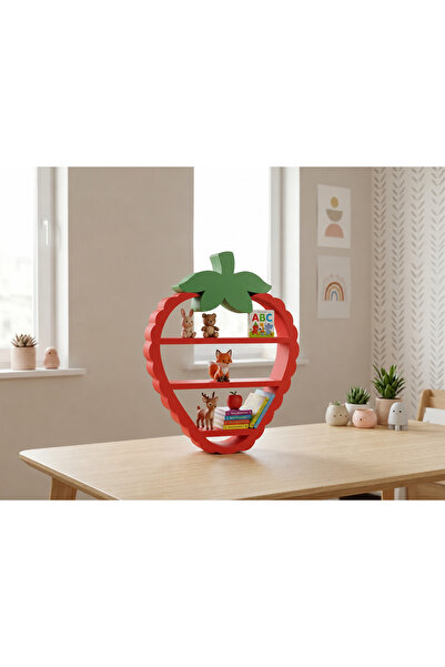 Baby Darling %100 Doğal Çilek Dekoratif Raf - Figür, Araba, Mini Oyuncak Standı (29cm Yükseklik)