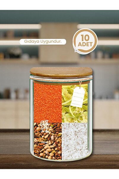 PALPAK Storage Bag with Wooden Lid and Jar Appearance (10 Pieces - 700 ml)